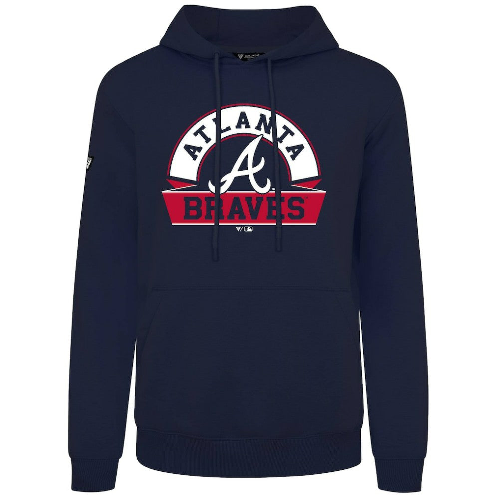 Atlanta Braves Levelwear Podium Banner Arch Hoodie - Navy - MLB on Sale
