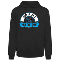 Miami Marlins Levelwear Podium Banner Arch Hoodie - Black - MLB Discount