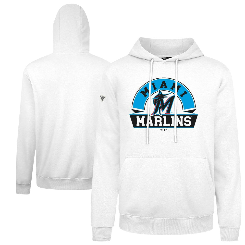 Miami Marlins Levelwear Podium Banner Arch Hoodie - White - MLB Sale