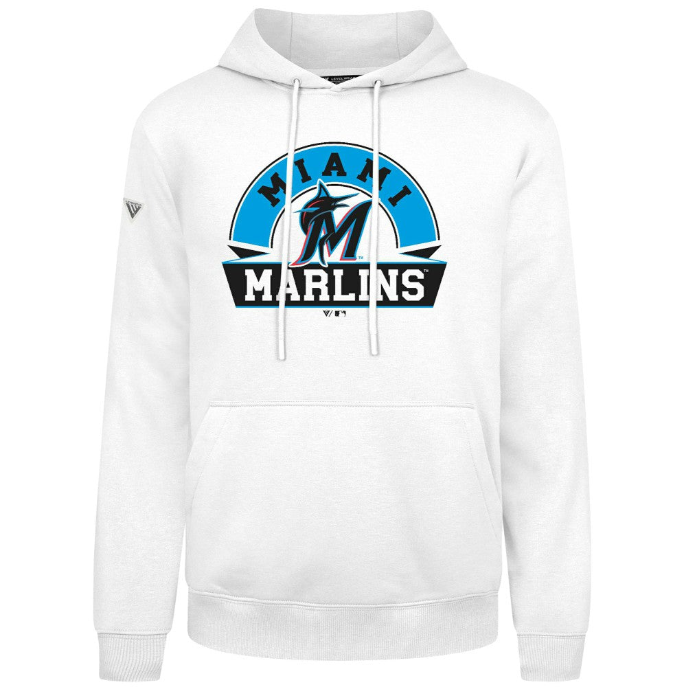 Miami Marlins Levelwear Podium Banner Arch Hoodie - White - MLB Sale