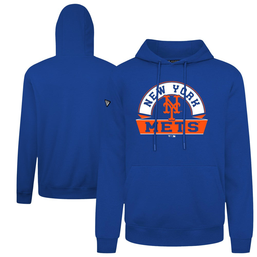 New York Mets Levelwear Podium Banner Arch Hoodie - Royal - MLB Discount
