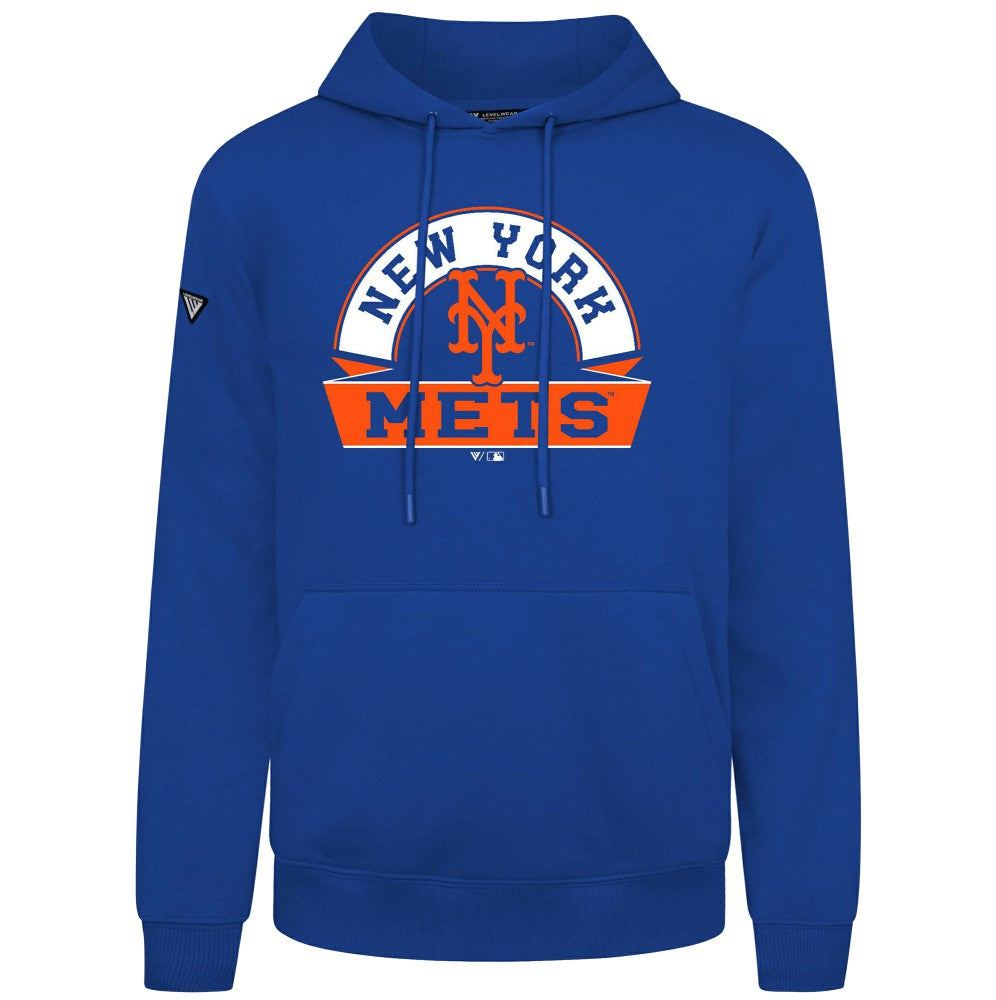 New York Mets Levelwear Podium Banner Arch Hoodie - Royal - MLB Discount