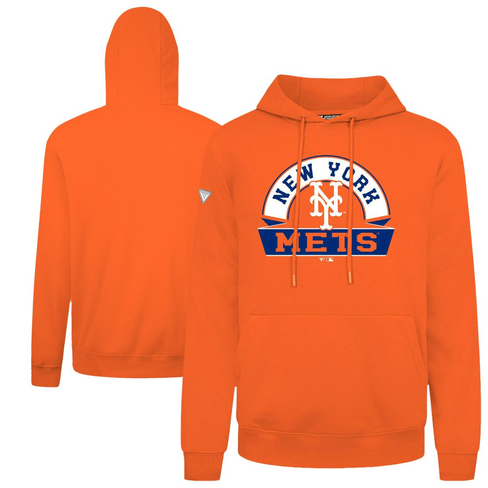 New York Mets Levelwear Podium Banner Arch Hoodie - Orange - MLB Lifestyle
