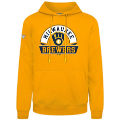Milwaukee Brewers Levelwear Podium Banner Arch Hoodie - Gold - MLB Discount