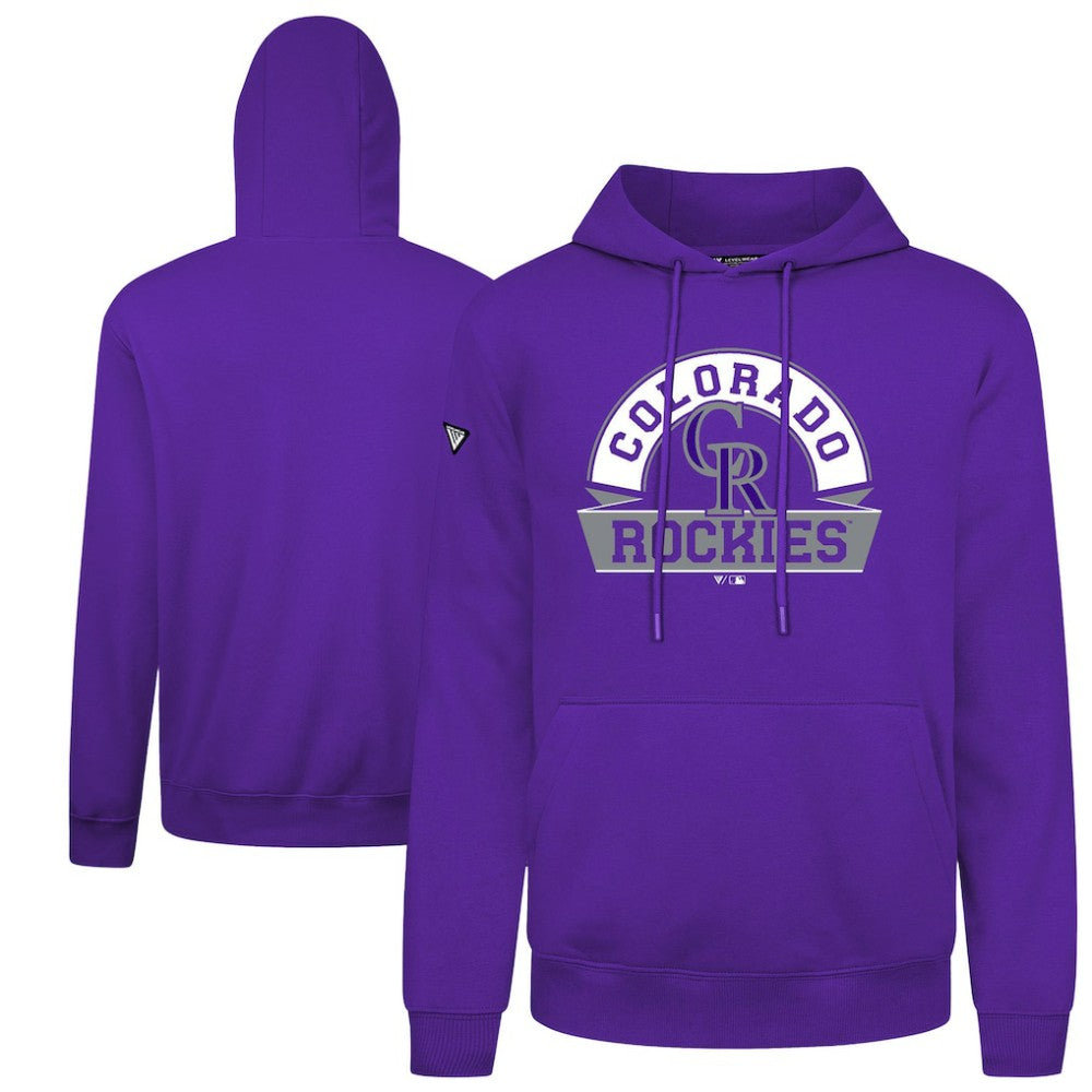 Colorado Rockies Levelwear Podium Banner Arch Hoodie - Purple - MLB Discount