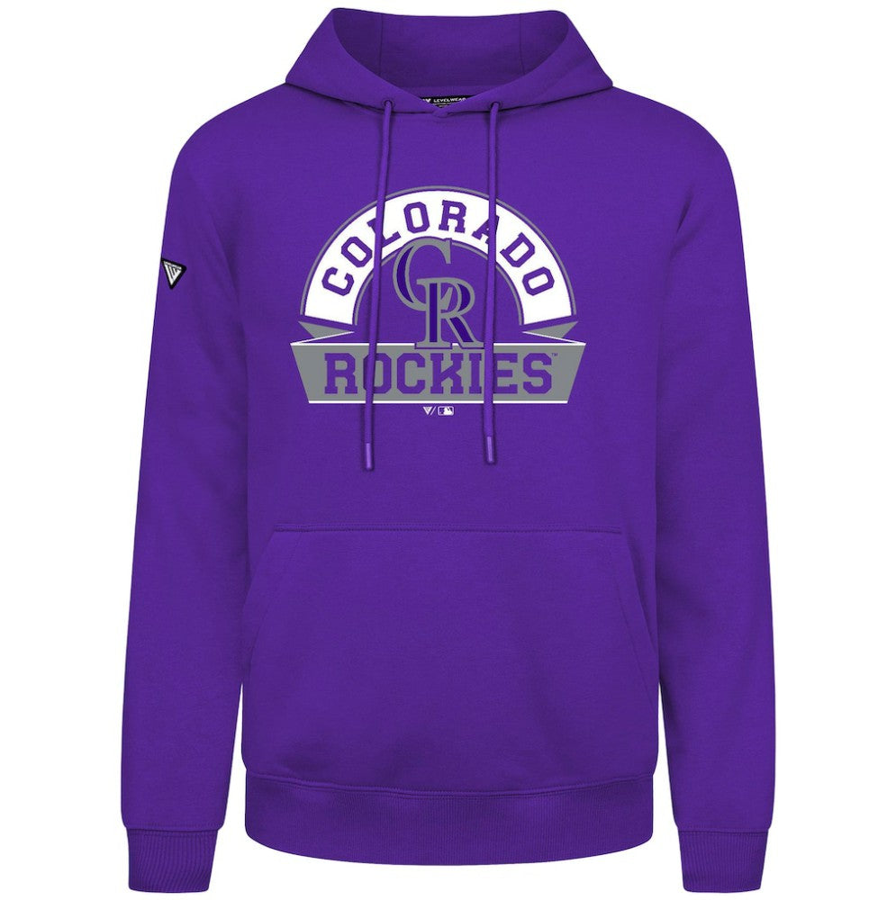 Colorado Rockies Levelwear Podium Banner Arch Hoodie - Purple - MLB Discount