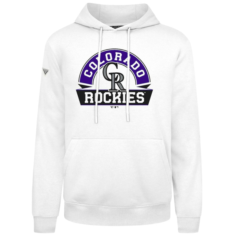 Colorado Rockies Levelwear Podium Banner Arch Hoodie - White - MLB on Sale