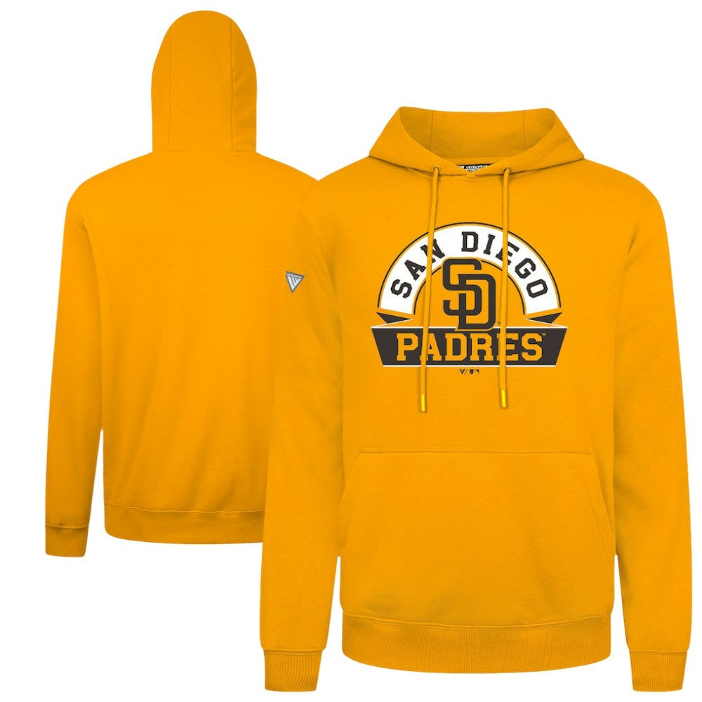 San Diego Padres Levelwear Podium Banner Arch Hoodie - Gold - MLB Sale