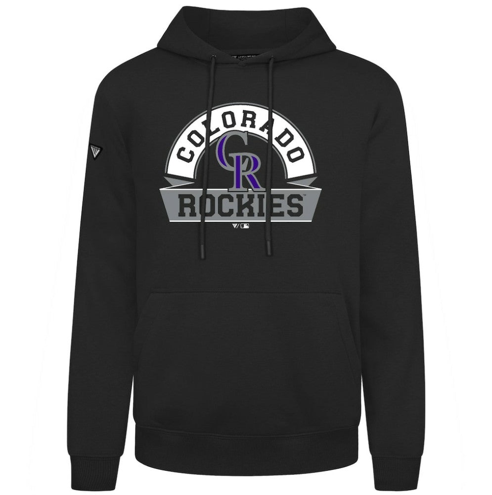 Colorado Rockies Levelwear Podium Banner Arch Hoodie - Black - MLB Discount
