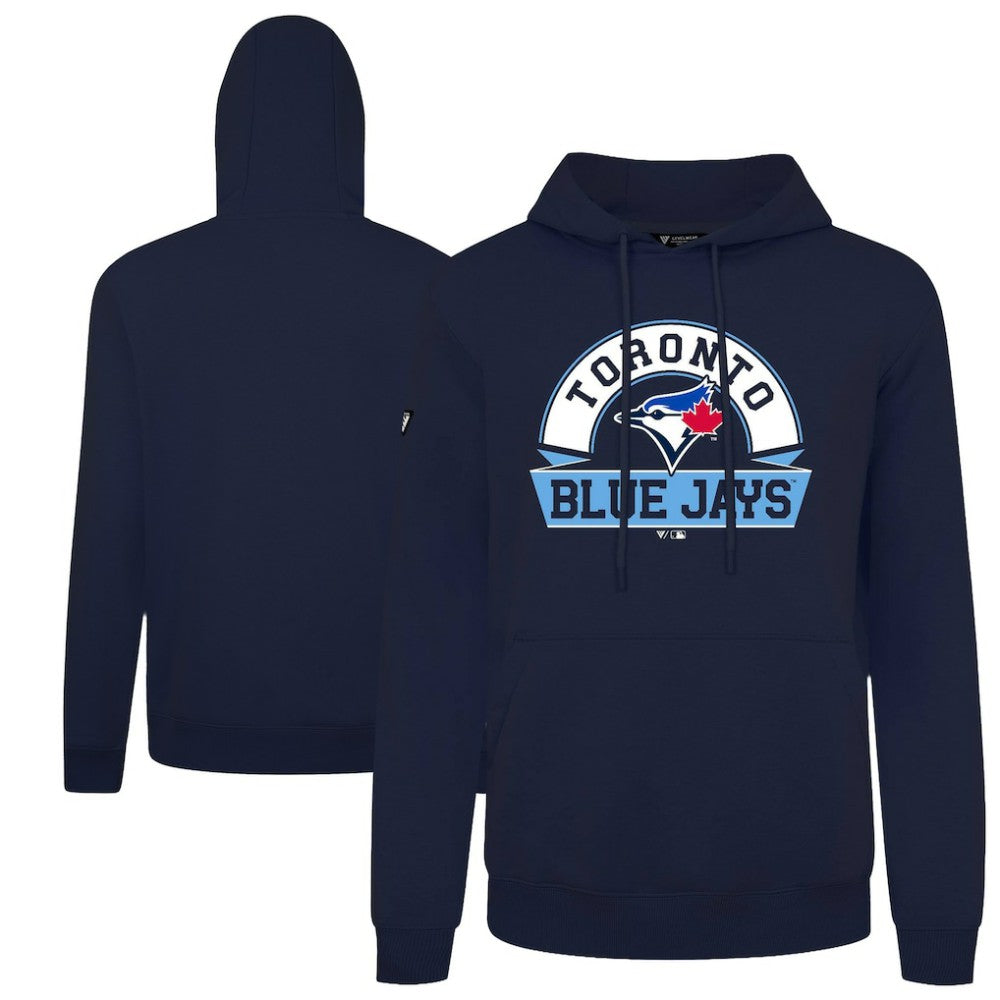 Toronto Blue Jays Levelwear Podium Banner Arch Hoodie - Navy - MLB Lifestyle