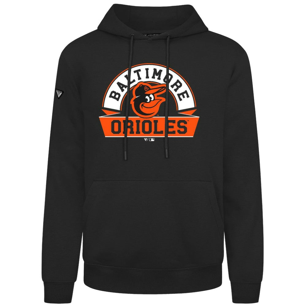 Baltimore Orioles Levelwear Podium Banner Arch Hoodie - Black - MLB Discount
