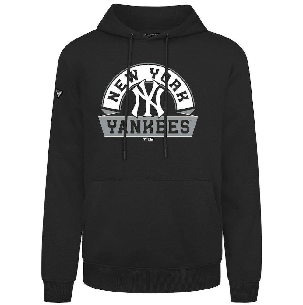 New York Yankees Levelwear Podium Banner Arch Hoodie - Black - MLB on Sale