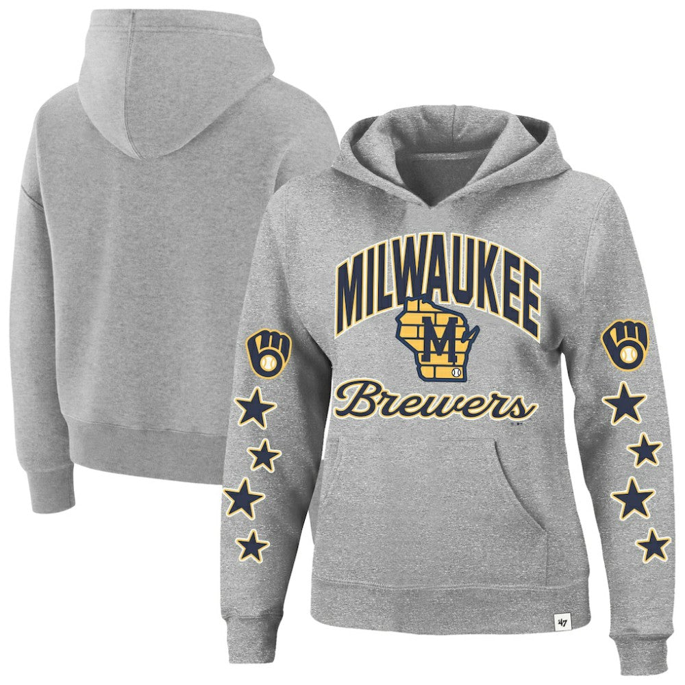 Milwaukee Brewers '47 Women's Plus Size Starry Eye Hoodie - Heather Gray - 47 brand on Sale