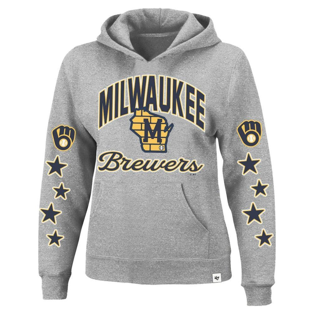 Milwaukee Brewers '47 Women's Plus Size Starry Eye Hoodie - Heather Gray - 47 brand on Sale