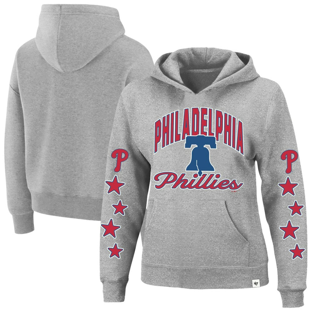 Philadelphia Phillies '47 Women's Plus Size Starry Eye Hoodie - Heather Gray - 47 brand Lifestyle