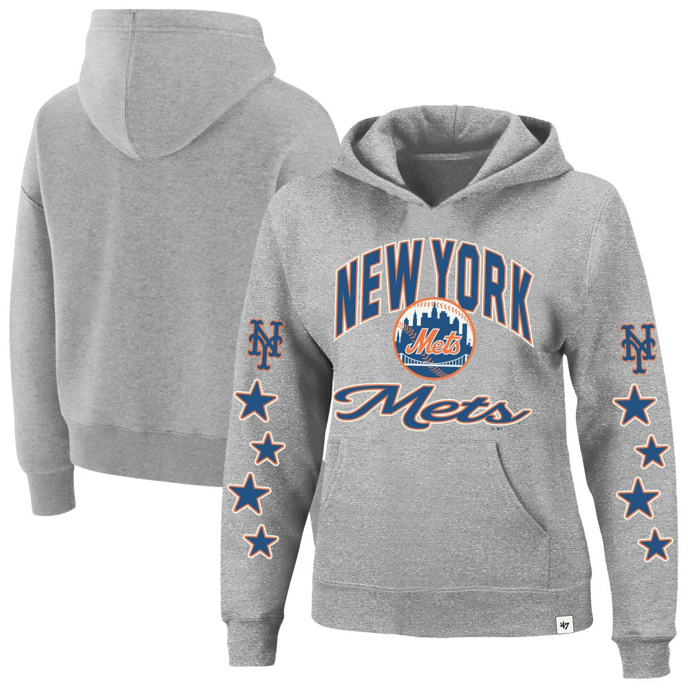 New York Mets '47 Women's Plus Size Starry Eye Hoodie - Heather Gray - 47 brand Lifestyle