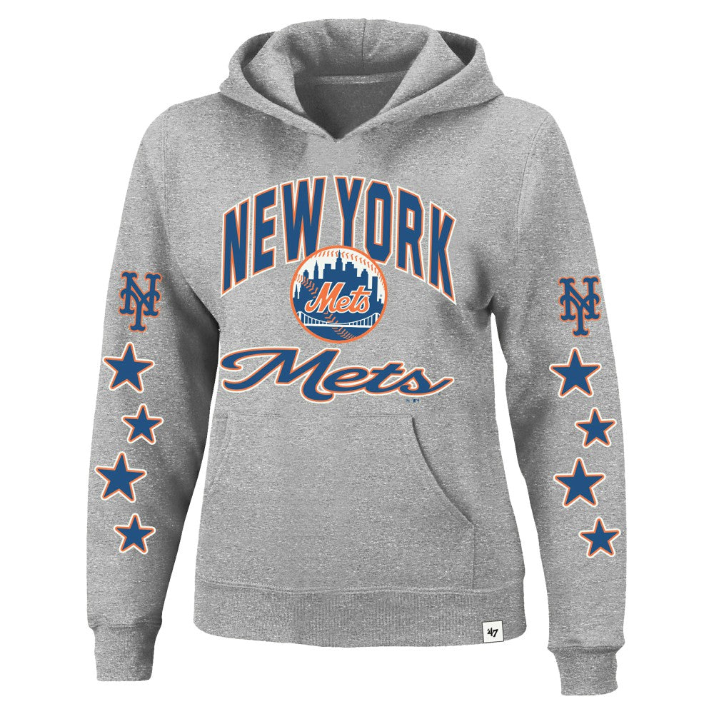 New York Mets '47 Women's Plus Size Starry Eye Hoodie - Heather Gray - 47 brand Lifestyle