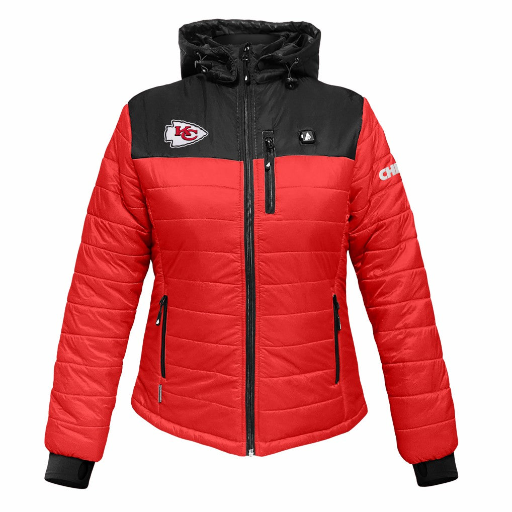 Kansas City Chiefs ActionHeat Women's 5V Battery Heated Insulated Puffer Full-Zip Jacket Red/Black