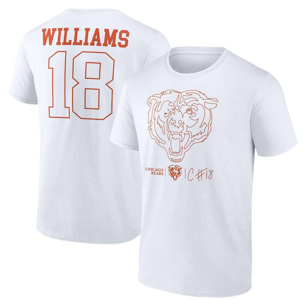 Caleb Williams Chicago Bears Outline Player T-Shirt White