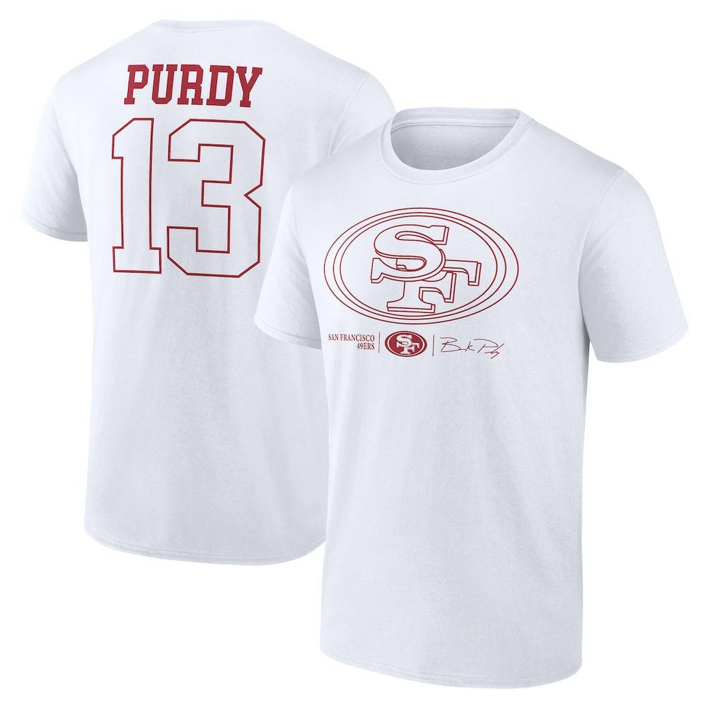 Brock Purdy San Francisco 49ers Outline Player T-Shirt White
