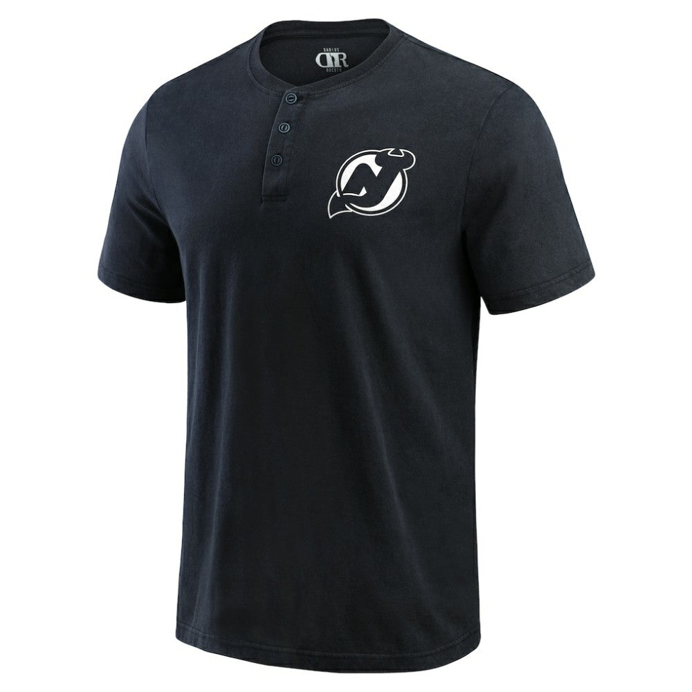 New Jersey Devils Darius Rucker Collection by Fanatics Fanatics Fest Washed Henley T-Shirt - Black - NHL 203392661