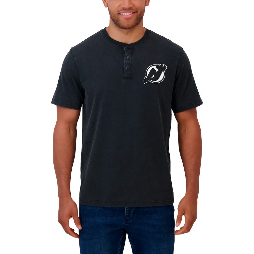New Jersey Devils Darius Rucker Collection by Fanatics Fanatics Fest Washed Henley T-Shirt - Black - NHL 203392661