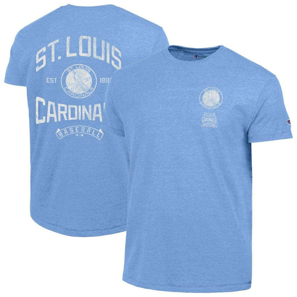 St. Louis Cardinals Champion Vintage 3-Hit Tri-Blend T-Shirt - Light Blue - MLB Lifestyle