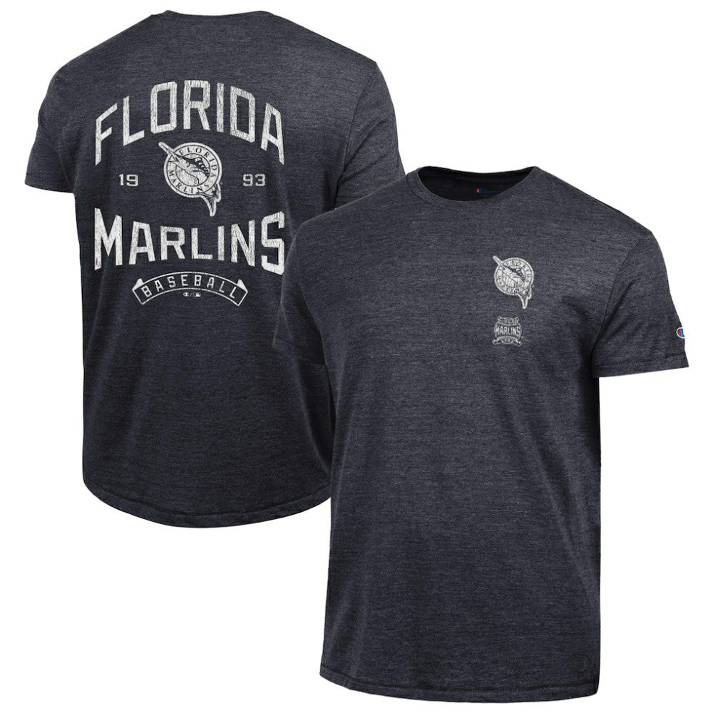 Miami Marlins Champion Vintage 3-Hit Tri-Blend T-Shirt - Black - MLB on Sale