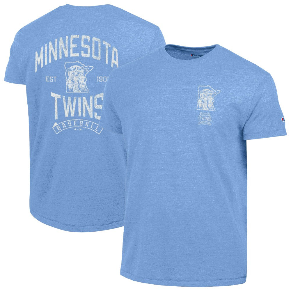 Minnesota Twins Champion Vintage 3-Hit Tri-Blend T-Shirt - Light Blue - MLB Discount
