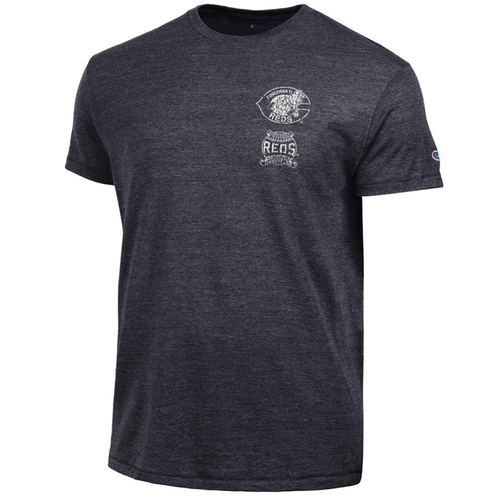 Cincinnati Reds Champion Vintage 3-Hit Tri-Blend T-Shirt - Black - MLB Discount