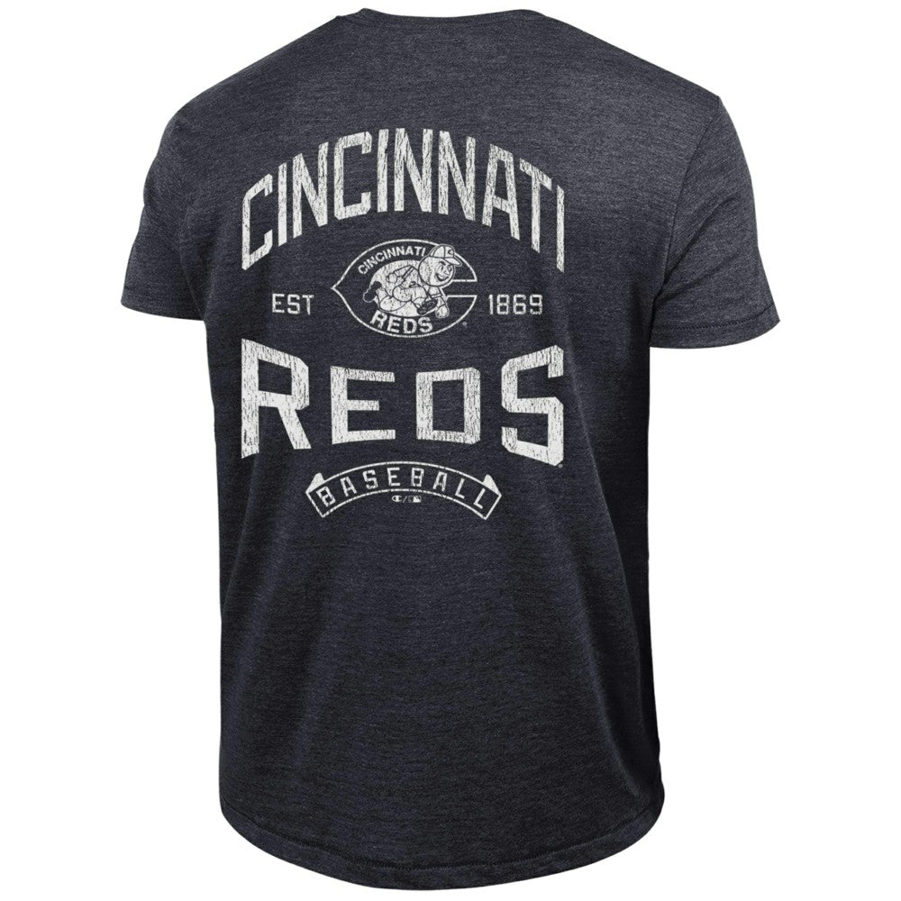 Cincinnati Reds Champion Vintage 3-Hit Tri-Blend T-Shirt - Black - MLB Discount