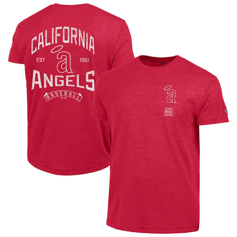 Los Angeles Angels Champion Vintage 3-Hit Tri-Blend T-Shirt - Red - MLB Lifestyle