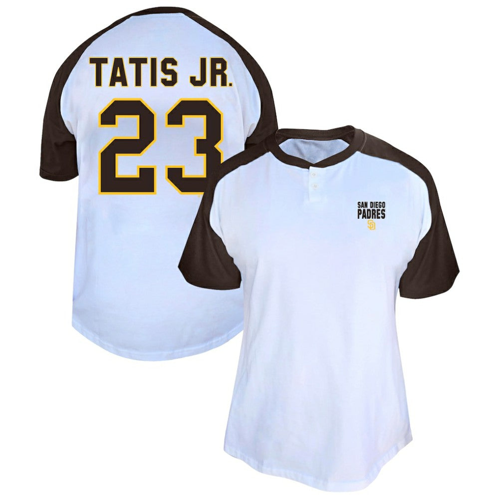 Fernando Tatis Jr. San Diego Padres Profile Women's Plus Size Name & Number Raglan Henley T-Shirt - White - MLB on Sale