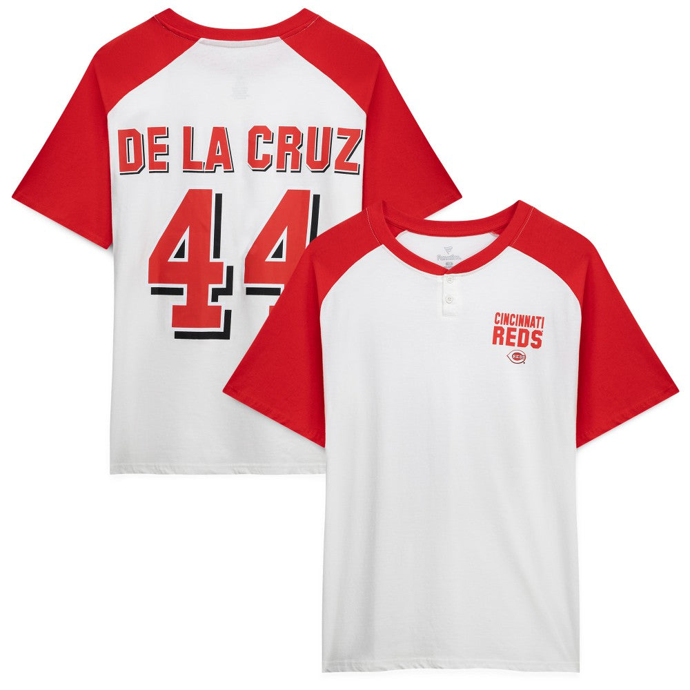 Elly De La Cruz Cincinnati Reds Profile Women's Plus Size Name & Number Raglan Henley T-Shirt - White - MLB Online