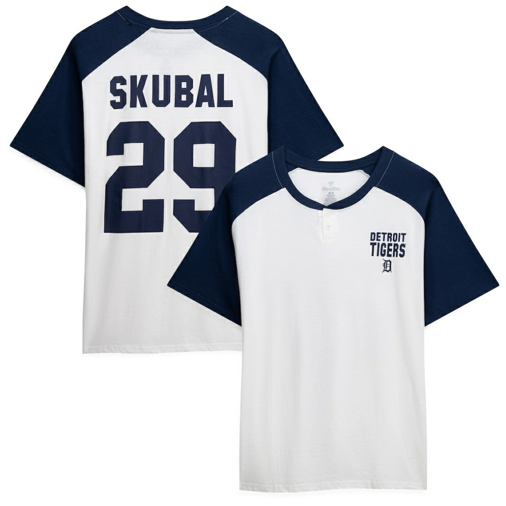 Tarik Skubal Detroit Tigers Profile Women's Plus Size Name & Number Raglan Henley T-Shirt - White - MLB Online
