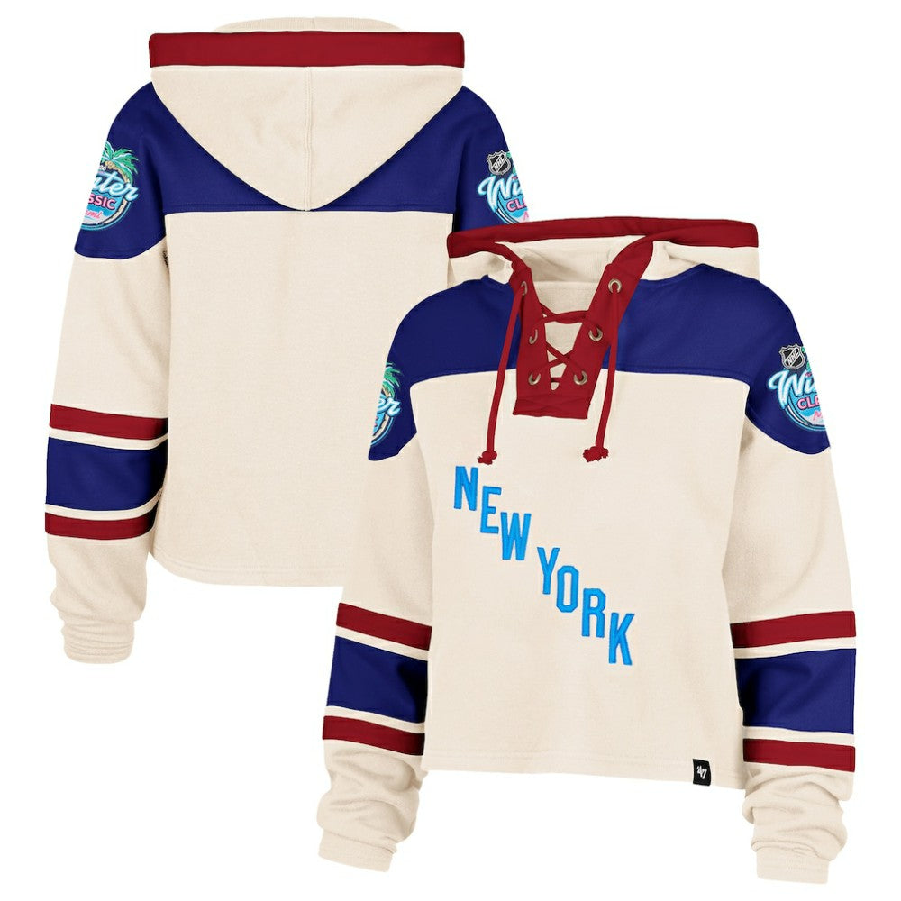 New York Rangers '47 Women's 2026 NHL Winter Classic Cropped Superior Lacer Hoodie - Cream - NHL 203393344