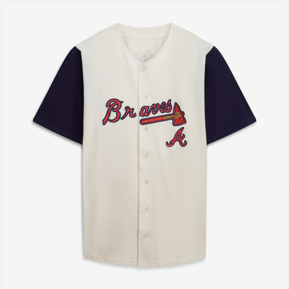 Atlanta Braves Profile Big & Tall Two-Color Fashion Jersey - Cream/Navy - MLB Lifestyle