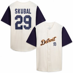 Detroit Tigers Profile Big & Tall Two-Color Fashion Jersey - Cream/Navy - MLB Lifestyle