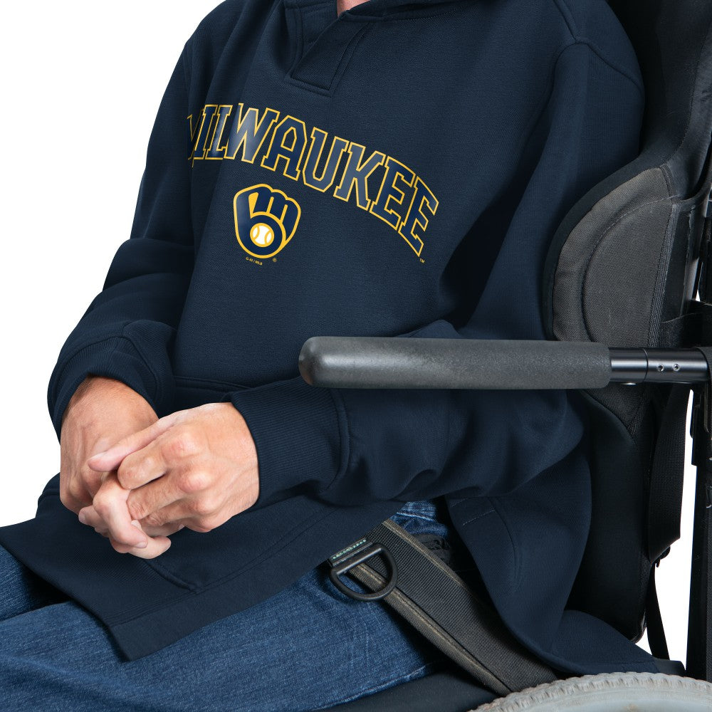 Milwaukee Brewers G-III Sports by Carl Banks Adaptive Lockup Fleece Hoodie - Navy - MLB on Sale