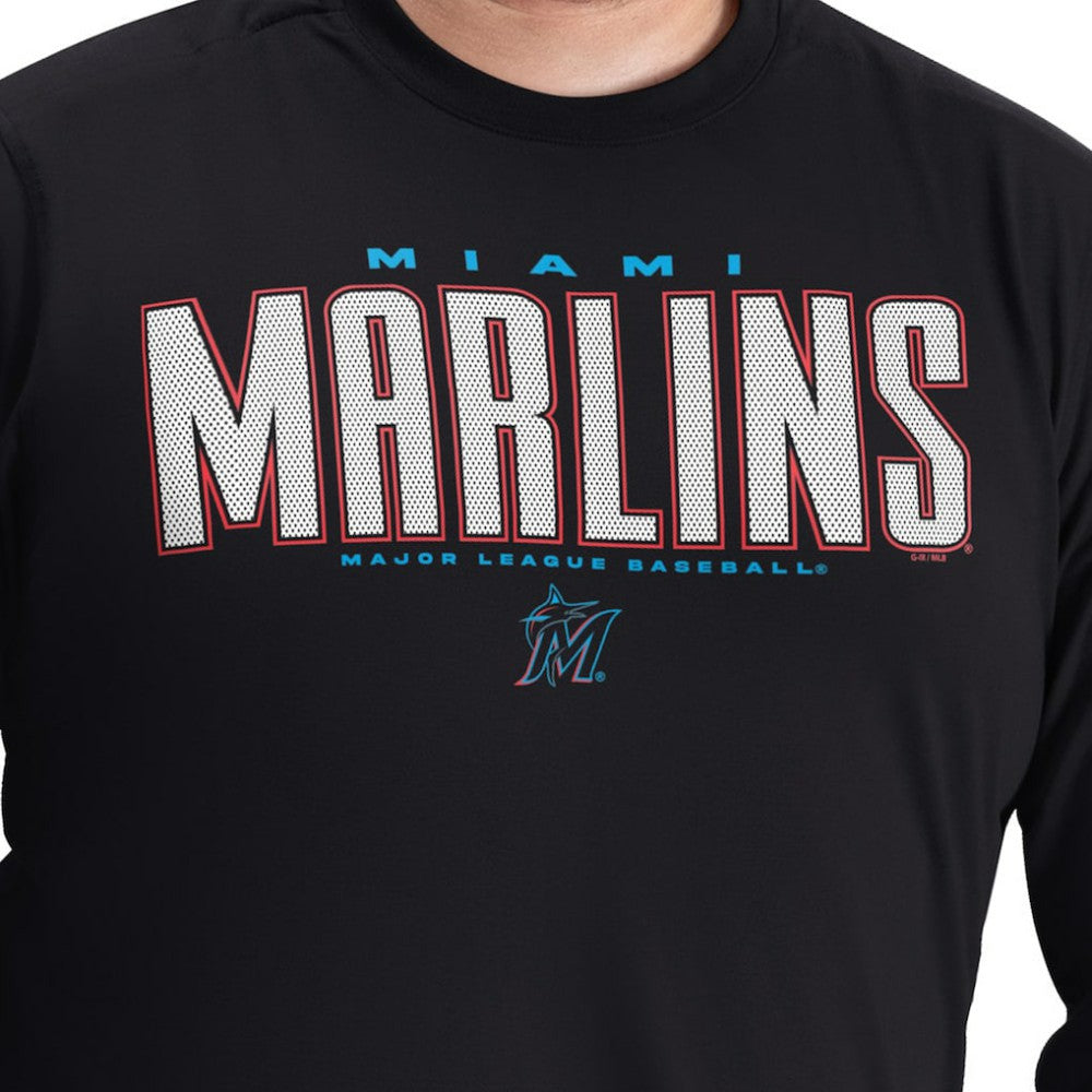 Miami Marlins G-III Sports by Carl Banks Adaptive Long Sleeve T-Shirt - Black - MLB Lifestyle