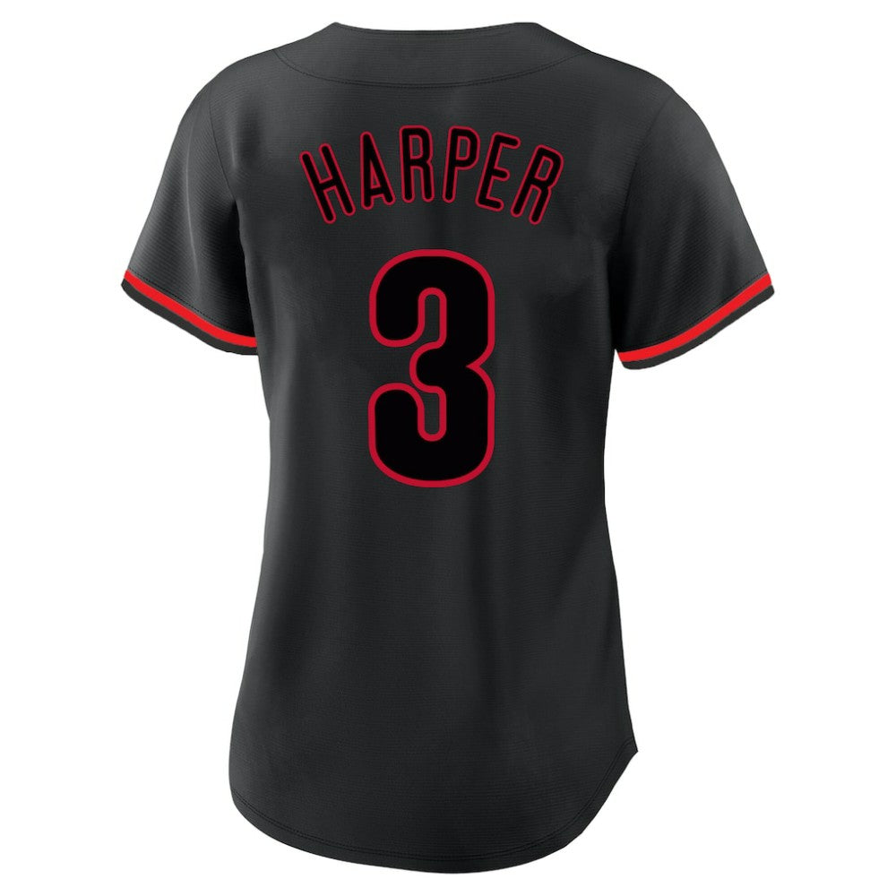 Bryce Harper Philadelphia Phillies Profile Women's Plus Size Player Name & Number Fashion Jersey - Black - MLB Lifestyle