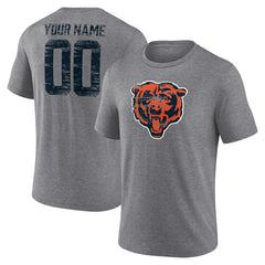 Chicago Bears Heritage Custom Name & Number Tri-Blend T-Shirt Gray