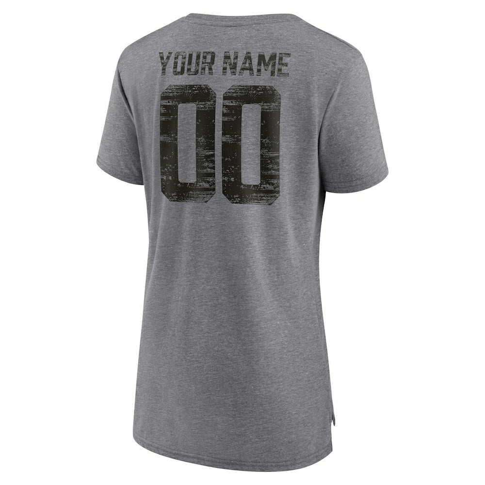 Cincinnati Bengals Women's Heritage Custom Name & Number Tri-Blend T-Shirt Gray