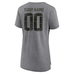 Cincinnati Bengals Women's Heritage Custom Name & Number Tri-Blend T-Shirt Gray