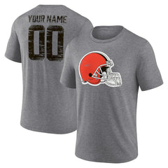 Cleveland Browns Heritage Custom Name & Number Tri-Blend T-Shirt Gray