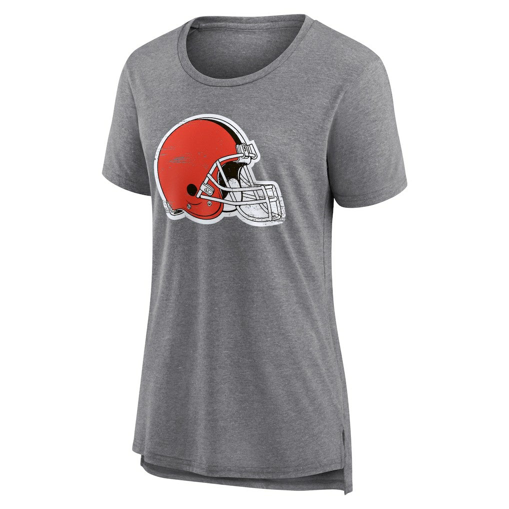 Cleveland Browns Women's Heritage Custom Name & Number Tri-Blend T-Shirt Gray