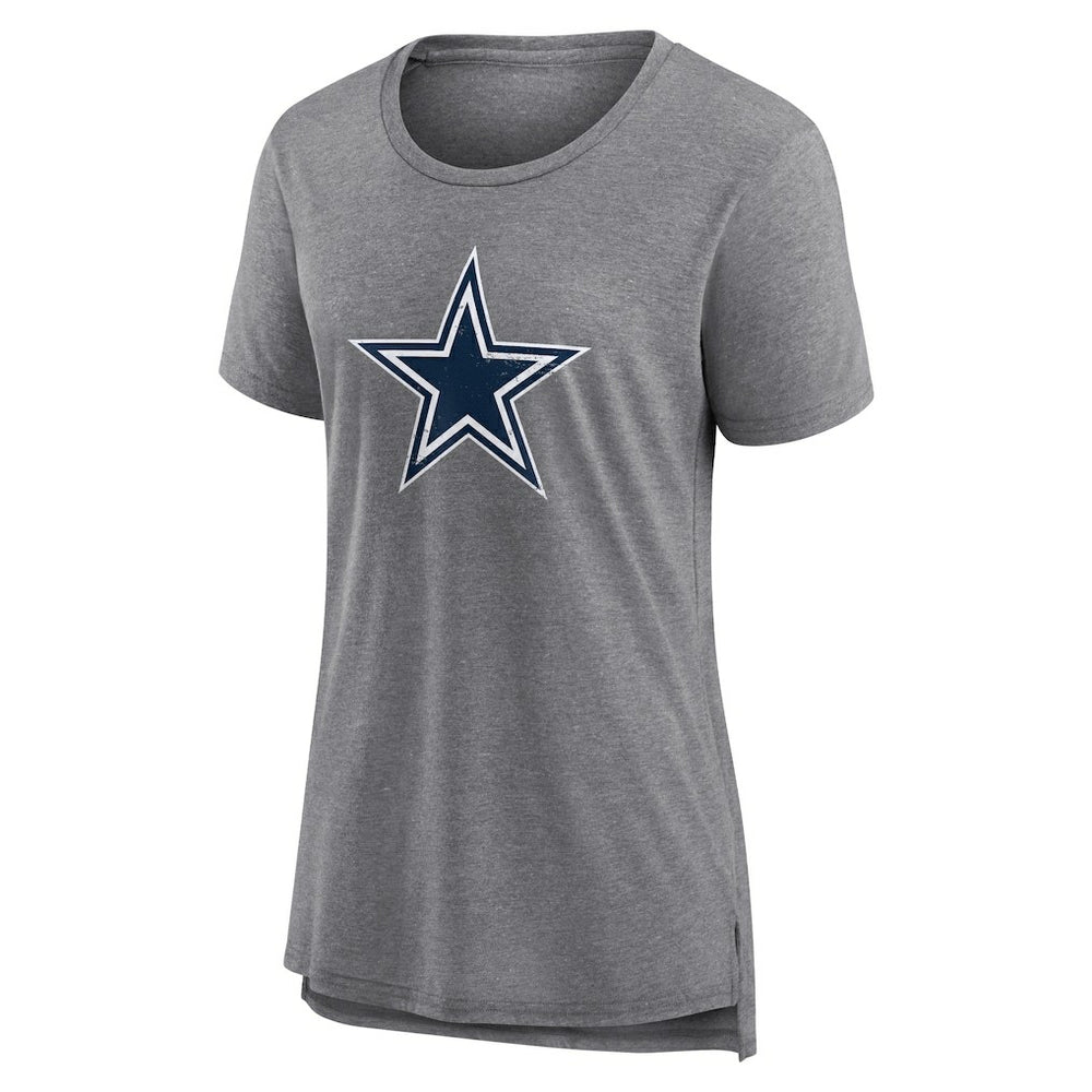 Dallas Cowboys Women's Heritage Custom Name & Number Tri-Blend T-Shirt Gray