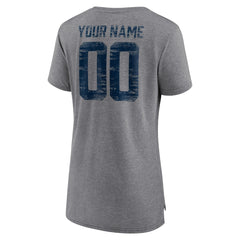 Denver Broncos Women's Heritage Custom Name & Number Tri-Blend T-Shirt Gray
