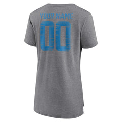 Detroit Lions Women's Heritage Custom Name & Number Tri-Blend T-Shirt Gray