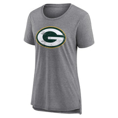 Green Bay Packers Women's Heritage Custom Name & Number Tri-Blend T-Shirt Gray